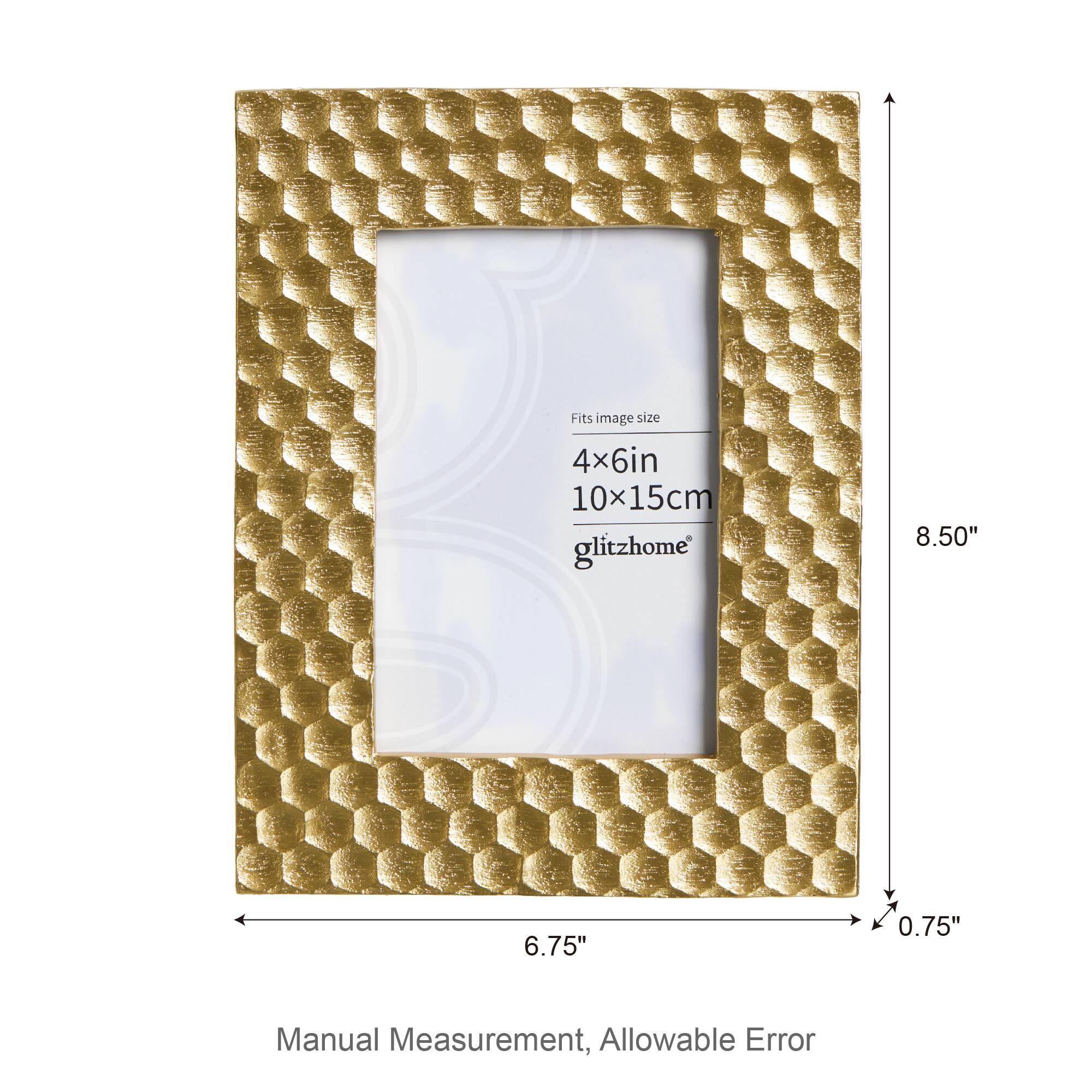 Glitzhome® 3 Pack 4" x 6" Gold Honeycomb Resin Tabletop Picture Frames